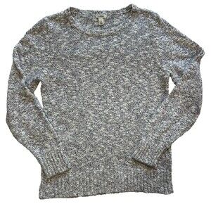 LL Bean 100% Cotton Ragg Crewneck Pullover Sweater Blue White Size M Medium
